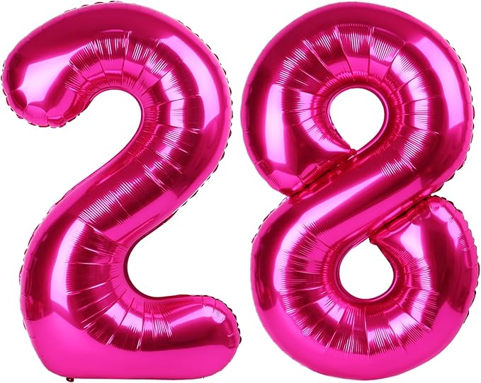 Hot Pink Foil Number 28 82 Balloon 40 Inch, Helium Mylar 28 82 Numbers Birthday Balloons, 28 82 Hot Pink Women Men Anniversary Graduations Party Supplies