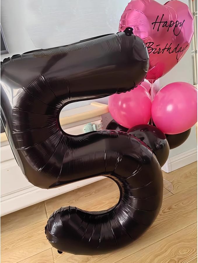 40 Inch Black Number 25 Digital Balloon,Jumbo Mylar Foil Helium Balloon for 25 Balloons for Birthday Party,Wedding Anniversary Party Decorations