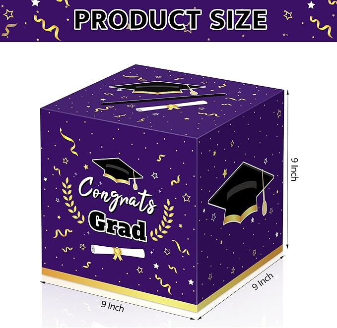 Graduation Decorations 2026 Purple Graduation Card Box Graduation Party Decorations,Graduation Box,Congrats Grad Gifts Box for 2026 Graduation Party Supplies Favors