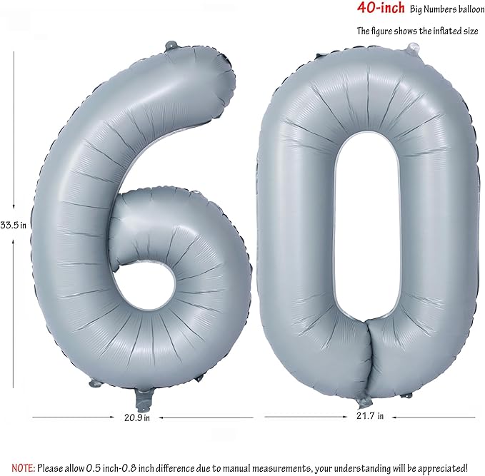 40 In Matte gray Number Balloons Helium Foil Mylar Balloon Birthday Party banquet Decoration 60
