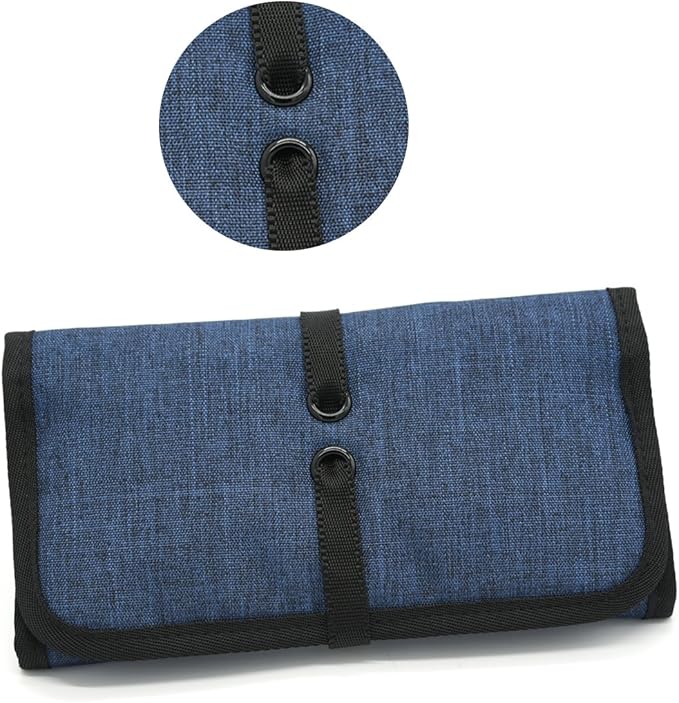 Patu Roll Up Electronics Accessories Travel Gear Organizer Case, Portable Universal External Batteries Hard Drives Cables Cosmetics Kit Bag, Navy