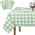 3 Packs Sage Green Checkered Tablecloths 54 x 108 Inch Disposable Plastic Checkered Table Cloth Rectangular Picnic Table Covers for BBQ Carnivals Parties
