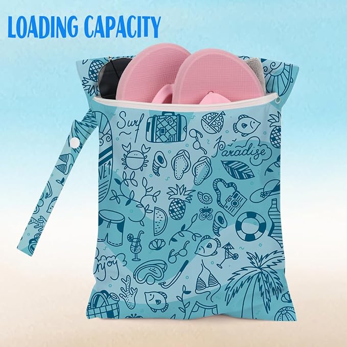 Beach Essentials, Wet Bag for Swimsuit Dirty Clothes Yoga Gym Diaper, Wet Dry Bag, Beach Vacation Essential for Travel Poor Bathing Summer Coast Vibes
