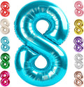 40 Inch Number 8 Balloon, Light Blue 8 18 28 80 Birthday Balloons for Men Boys, 8th Birthday Decorations Party Supplies, Wedding, Graduations