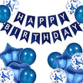 ZHENGYE Blue Happy Birthday Banner Latex Balloon Heart -Shaped Star-Shaped Balloon for Men Women Birthday Party Decoration Supplies