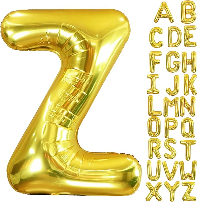 40 Inch Letter Foil Balloons Gold for Graduation, Birthday, Wedding Decorations Jumbo Photo Backdrops Big Alphabet Z