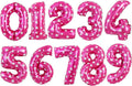 TONIFUL Balloons 16 Inch Pink polka dot 0-9 Number Mylar Foil Balloons Custom digitalal Balloons for 2026 New Year Eve Birthday Party Engagement Graduations Anniversary Baby Shower