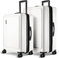 TRAVELARIM Luggage Sets 2 Piece, 24 Inch Suitcase and 28 Inch Luggage with Spinner Wheels, Durable Hard Shell Suitcase Set, Expandable Travel Suitcases with Wheels, White