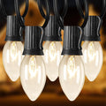 Brightown 50 Feet C9 Bulb String Lights Outdoor Warm White Clear Christmas Lights Black Wire for Outdoor Patio Room Christmas Party Backyard Decoration, 50 Bulbs