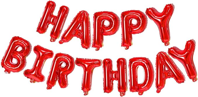 KALOR Red Happy Birthday Balloons Banner, 16 Inch Mylar Foil Letters Balloon Sign for Birthday Party Decorations Photo Booth Backdrop