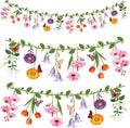 2PCS Flower Banner Reusable Wildflower Garland Floral for Spring Party Enchanted GardenTheme Picnic Wedding Baby Shower Birthday Tea Party Supplies Home Decorations (Pink-Smaller)