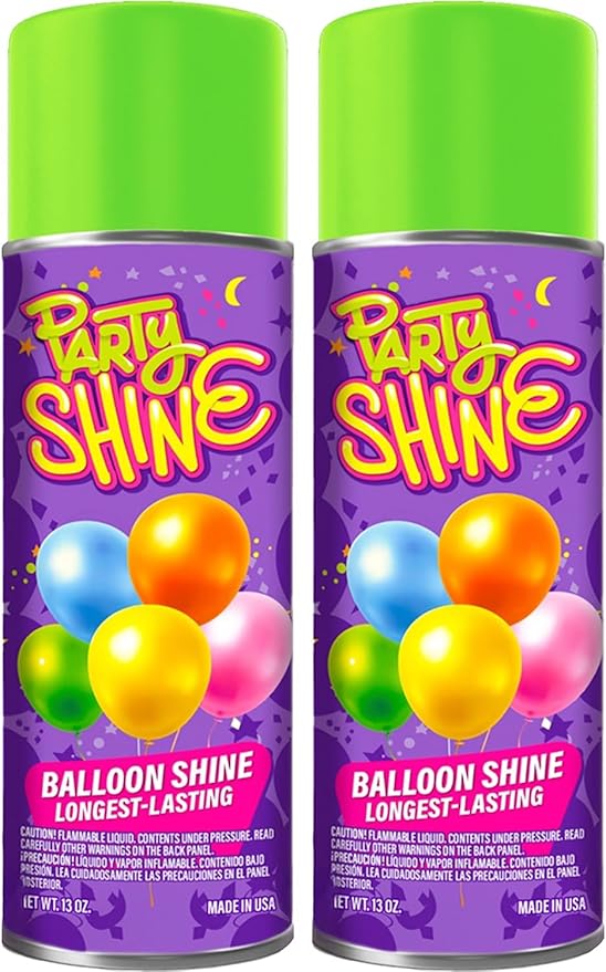 Party Shine Balloon Shine Spray, Silicone Spray for Latex Balloons, Balloon Spray Shine, Waterproof, Fragrance-free and Less Slippery Formula, Perfect for Balloon Décor, 13oz (2 Pack)