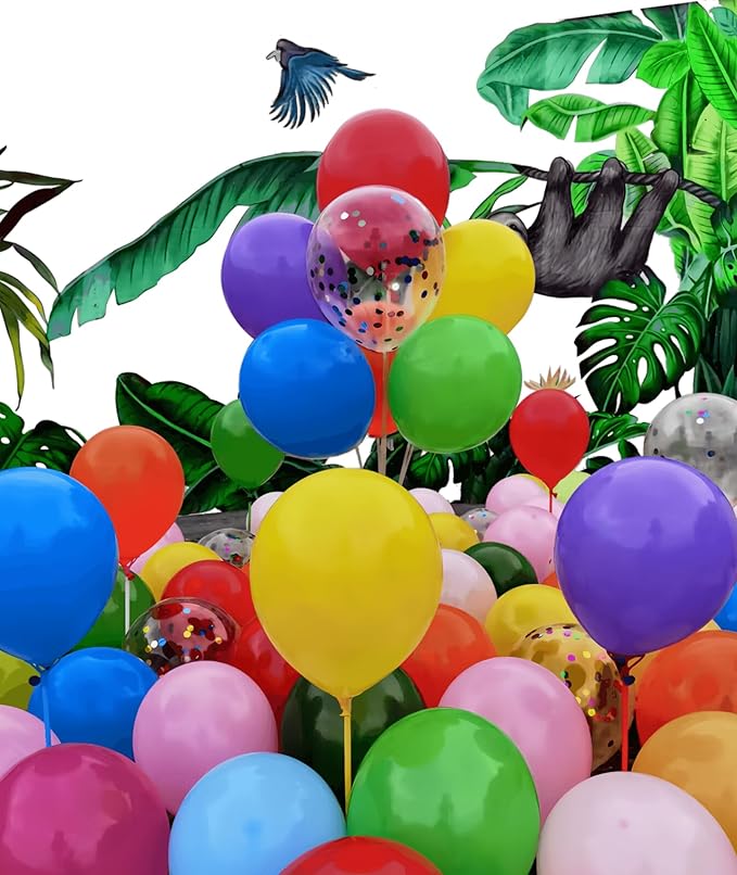 100 Pcs Assorted Colors Balloons 12 inch and 10 Pcs Confetti Balloon - Use for Birthday, Wedding, Baby Shower, Birthday Party Balloons Decorations