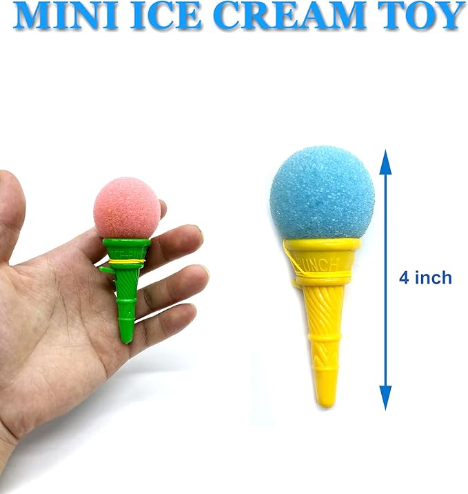 24 Pcs 4inch Ice Cream Foam Ball Launcher,Mini Ice Cream Cone Shooter Toys for Kids,Children,Carnival Prize,Party Favors