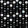 Glitter Star Garlands Decorations, 52 Feet Star Paper Garland Banner, Circle Dot Star Hanging Streamers for Valentine's Day Graduation Wedding Birthday Anniversary Ramadan Party Supplies Decorations
