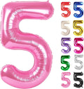 Pink Number 5 Balloon 40 Inch, 5 Balloon Number, 5th Birthday Decorations, Pink Party Supplies for Boys Girls