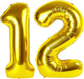 40 Inch Gold Balloon Number 12 Balloon,Jumbo Mylar Foil Helium Balloon for 12 Birthday Digital Balloons for Birthday Party,Wedding Anniversary Party Decorations