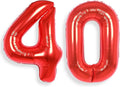 AULE 40 Inch Big Red Foil 40 Number Balloons for Women Large 40th Happy Birthday Decorations Giant Huge Helium Mylar 40rh Anniversary Party Decor