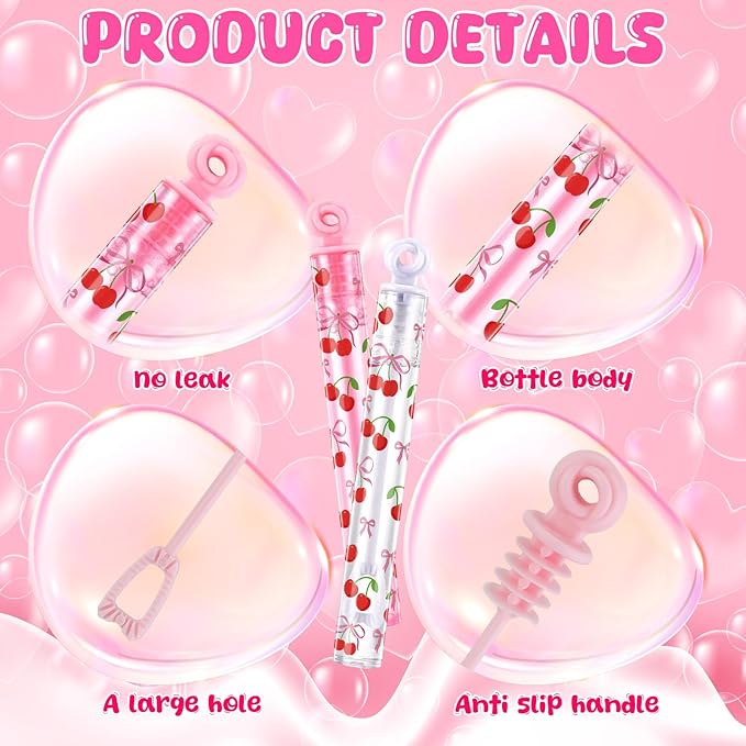 32 Pcs Cherry Themed Bubble Wands Sweet Bubbles Party Favors for Adult Summer Activity Birthday Party Goodie Bag Stuffers Gifts Wedding Supplies