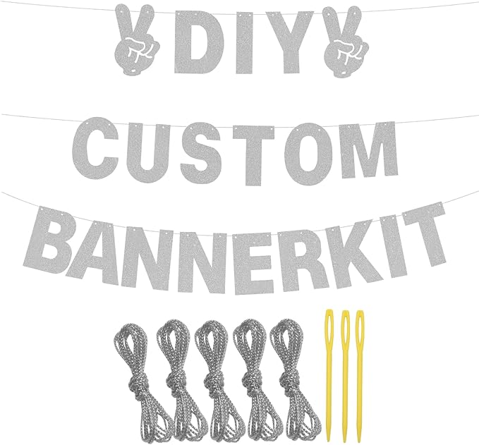 129Pcs DIY Letter Banners Glitter Customizable Banner Kit Custom Banners DIY Happy Birthday Letters 0-9 Numbers Personalized Banner Decor Wedding Birthday Party Decorations Supplies(Dazzling Silver)
