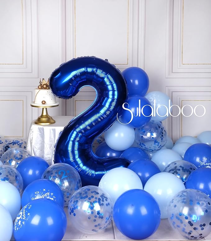 40Inch Navy Blue 2 Balloon Number Large Helium Royal Blue Number Balloons 0-9 Giant Digital 2nd Foil Mylar Big Party Balloon for Boy Birthday Party Anniversary Graduation Decorations