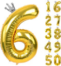 Gold Number 6 Balloon with Crown, 40 inch Gold Number Balloon 6th Birthday Party Decoration Gold Crown Balloons 0-9 for Birthday Party Anniversary Decorations Supplies
