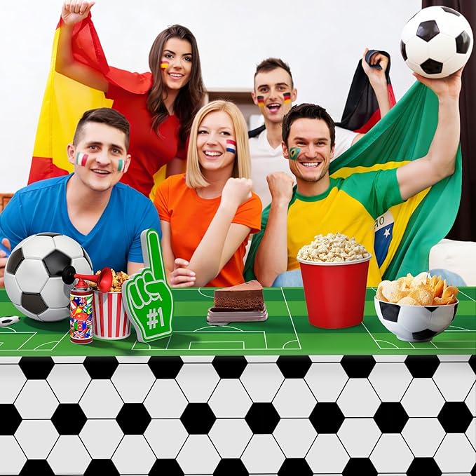 Hxezoc Disposable Soccer Plastic Tablecloth, 54 x 108 Inches Soccer Waterproof Table Cover for Sports Birthday Party Baby Shower Decorations Outdoor Indoor Party Supplies