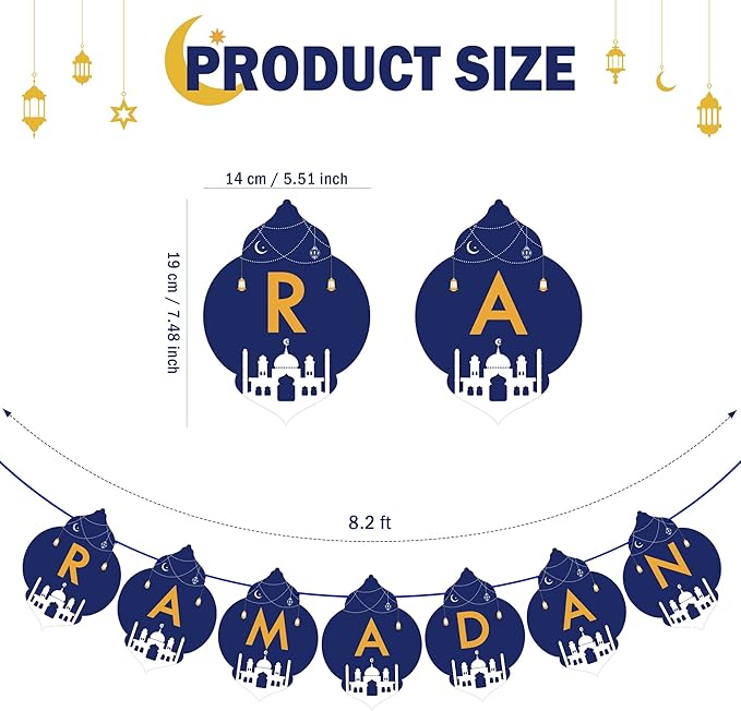 OHOME Ramadan Banner and Decorations for Home 2024 - Mubarak Banner and Decor - Dareem Backdrop for Outdoor Indoor Wall