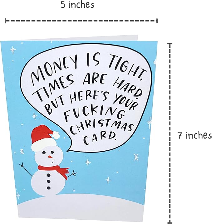 Sleazy Greetings Funny Christmas Card For Men Women | Offensive Rude Holiday Card | Naughty X-Mas Card For Him Her | Christmas Money's Tight Times Are Hard Card