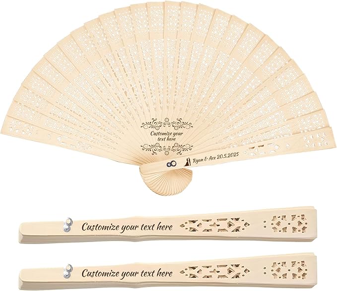 10Pcs Personalized wedding fans for guests, Custom Summer Wedding Fans, Unique Bridal Shower Party Favors, Handcrafted Wooden Fans for Guests (Full flush wooden fan)