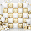 Gold White Square Foil Balloons Wall, 25PCS Double Sided Chrome Light Gold White Balloons Tunnel Arch Kit Backdrop for New Years 2026 Birthday Wedding Engagements Graduation Party Decorations