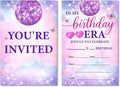 Soiceu Teen Girl Birthday Party Invitations Pink Purple Disco Music in My Birthday Era Invites with Envelopes Set of 20