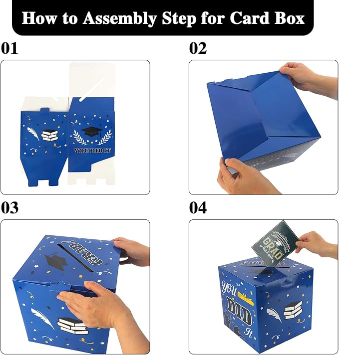 Graduation Card Box, 2025 Graduation Party Decorations, Maroon Black Graduations Card Holder, Foldable Cardboard Congrats Grad Card Gift Box Class of 2025 for Graduations Party Favors Supplies