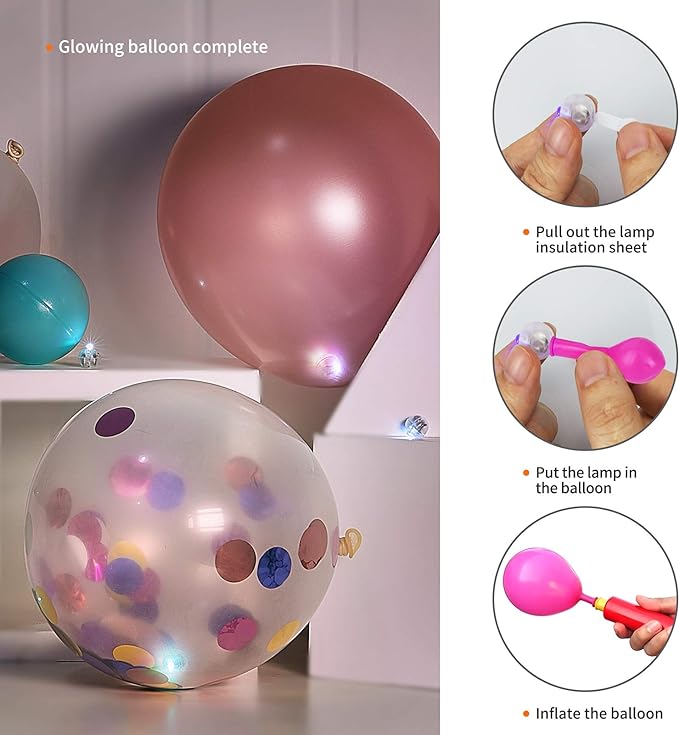 Aogist 50pcs 10-Colors Mini Lights,Long Standby Time Waterproof LED Balloon Light,Battery Powered,Ball Lamp for Balloon Paper Lantern Birthday Party Christmas Halloween