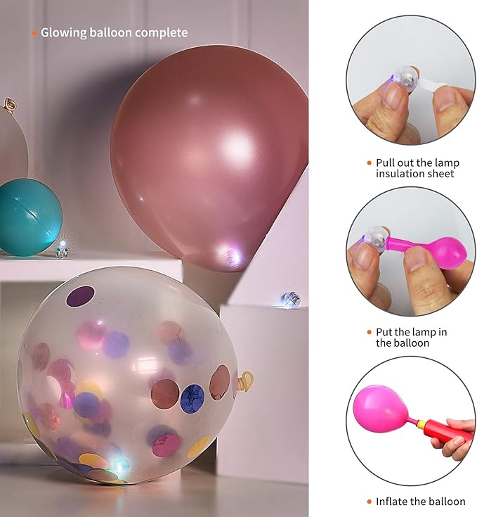 Aogist 100pcs Balloon Lights,Long Standby Time Waterproof Twinkle Mini Light,Battery Powered,Round LED Ball Lamp for Balloon Paper Lantern Party Wedding Christmas Halloween Decorative,Warm White-Flash