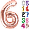 Rose Gold Number 6 Balloon 40 Inch, 6th Birthday Party Decorations for Children, Giant 6 Foil Balloon for Party Supplies