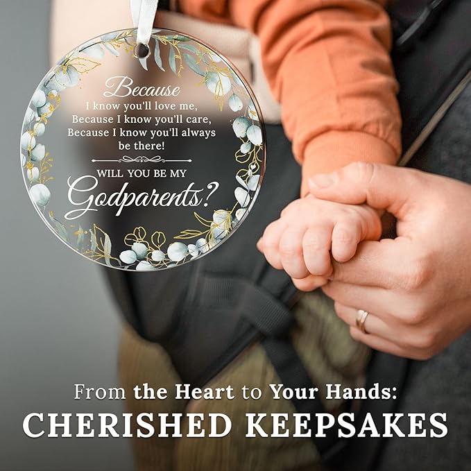 HEXMOZ Godparents Proposal Gift - Will You Be My Godparents Ornament - Godparent Gifts for Baptism, Catholic Godparent Ornament, Present from Godchild - Acrylic Christmas Ornaments 2026