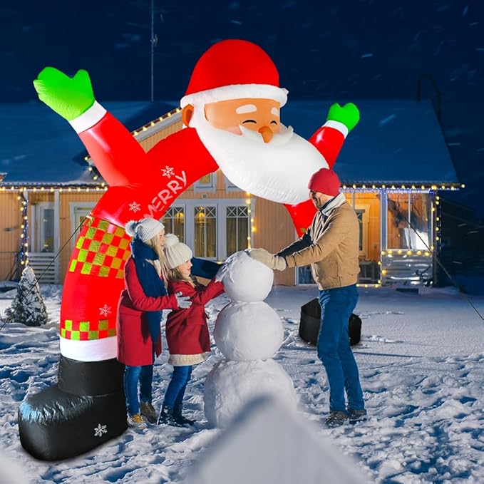 Christmas Archway Inflatable, 11 ft Santa Blow Up Arch with LED Light Christmas Inflatables Outdoor Decorations, Xmas Blow Up Decor for Lawn Home Party Yard Garden Décor