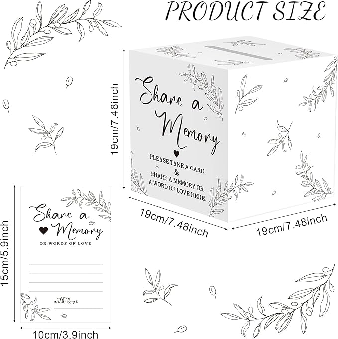 Pajean 50 Pcs Share a Memory Cards for Collections of Life, Memory Cards Box for Guest Ideas Funeral Graduation Wedding Bridal Shower Birthday Anniversary Retirement(White)