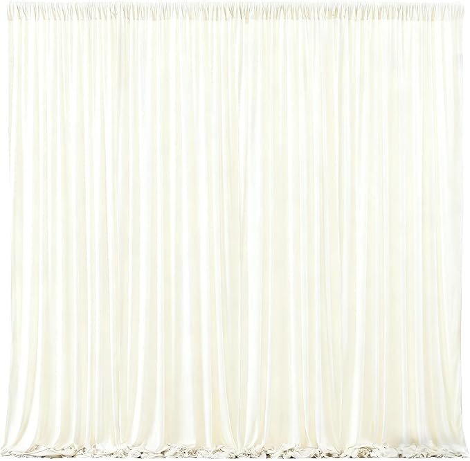 Beige Backdrop Curtains-Wrinkle-Free Polyester Photography Drapes Party Curtain Background for Baby Shower Wedding Decorations- 32 X10FT (Beige)