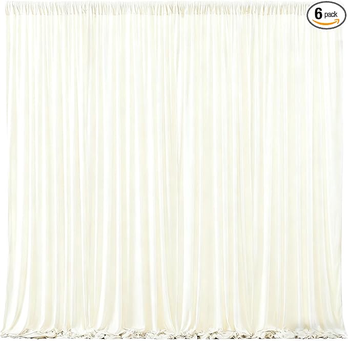 Beige Backdrop Curtains-Wrinkle-Free Polyester Photography Drapes Party Curtain Background for Baby Shower Wedding Decorations- 24 X10FT (Beige)