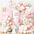 Daisy Balloon Garland Arch Kit,Macaron Pastel Pink Sand White Boho Groovy Party for Baby Shower Floral Theme Birthday Wedding Two Groovy Party Decorations
