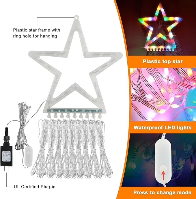 PUHONG Color Changing Christmas Lights, 335 LED RGB String Light with Remote & Timer, Waterproof Outdoor Twinkle Christmas Tree Lights for New Year, Halloween, Birthaday, Party Decor (RGB)