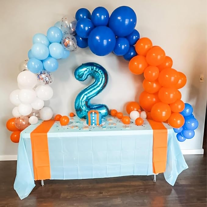 Orange and Blue Balloons, 12 Inch Orange and Dark Light Blue Latex Balloons Party Decorations for Kids Birthday Baby Shower Outer Space Theme Party Decor Supplies