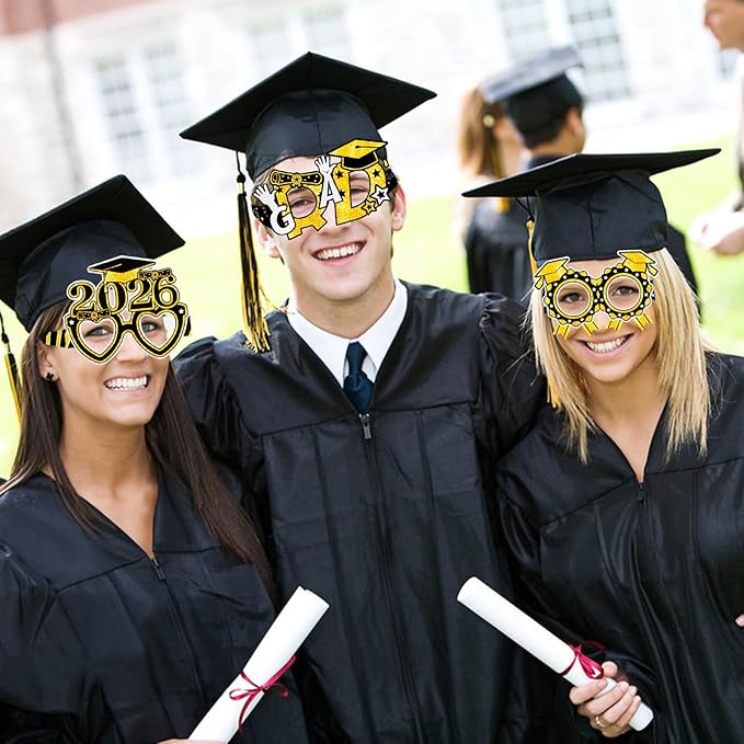 12PCS Graduation Glasses, Graduation Party Paper Eyeglasses Photo Booth Props for Class of 2026 Grad Party Supplies Decorationss