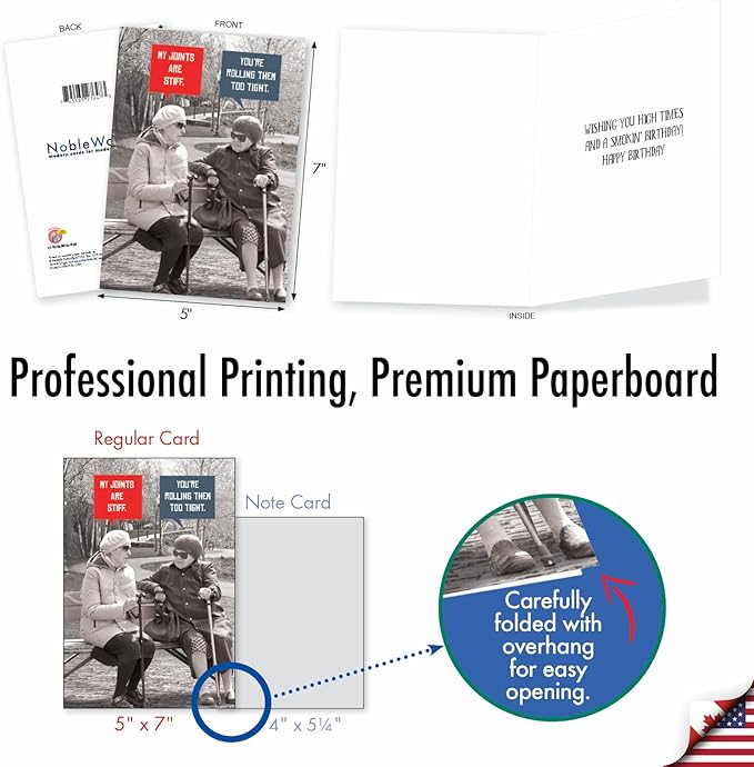 NobleWorks Funny Birthday Greeting Card with 5 x 7 Inch Envelope (1 Card) BdayUnlit Stiff Joints C10246BDG