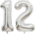 Large Silver 12 Number Balloons, 40 Inch Jumbo Number 12 Balloon, Silver Foil Mylar Balloons for Girl Sweet 12th/21th Birthday Party, Anniversary Decorations
