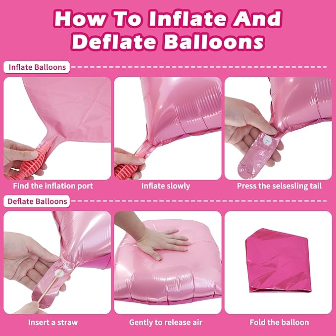 75Pcs Hot Magenta Pink Square Foil Balloons Wall Tunnel Backdrop Double Sided with Pink Balloons Arch Garland Kit for Anniversary Bachelorette Birthday Valentines Day Party Decoration