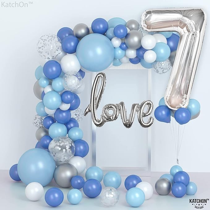 KatchOn, Giant Silver Number 7 Balloon - 40 Inch | 7th Birthday Balloon for 7th Birthday Decorations | 7 Balloons for Birthday | 7 Year Old Balloons for 7 Year Decorations