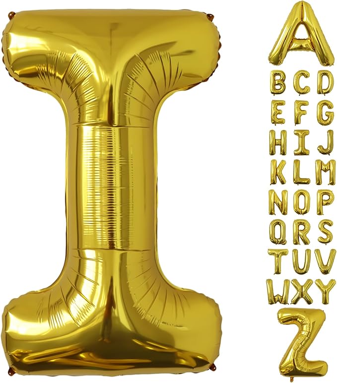 Letter Balloons Gold Party Balloon - 40 Inch Large Gold Letter I Balloon, Letter Balloon Birthday Decorations, Balloon for Women Men Anniversary Party Decorations Supplies